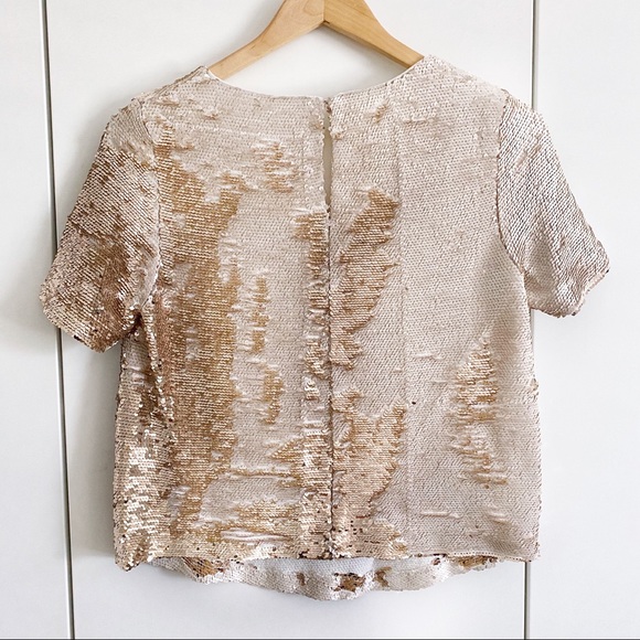 Chelsea & Violet - Sequin Top in Champagne Gold - Picture 2 of 5